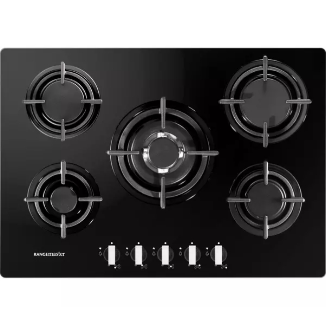 Rangemaster 70cm 5 Burner Black Glass Hob | RMB70HPNGFGL